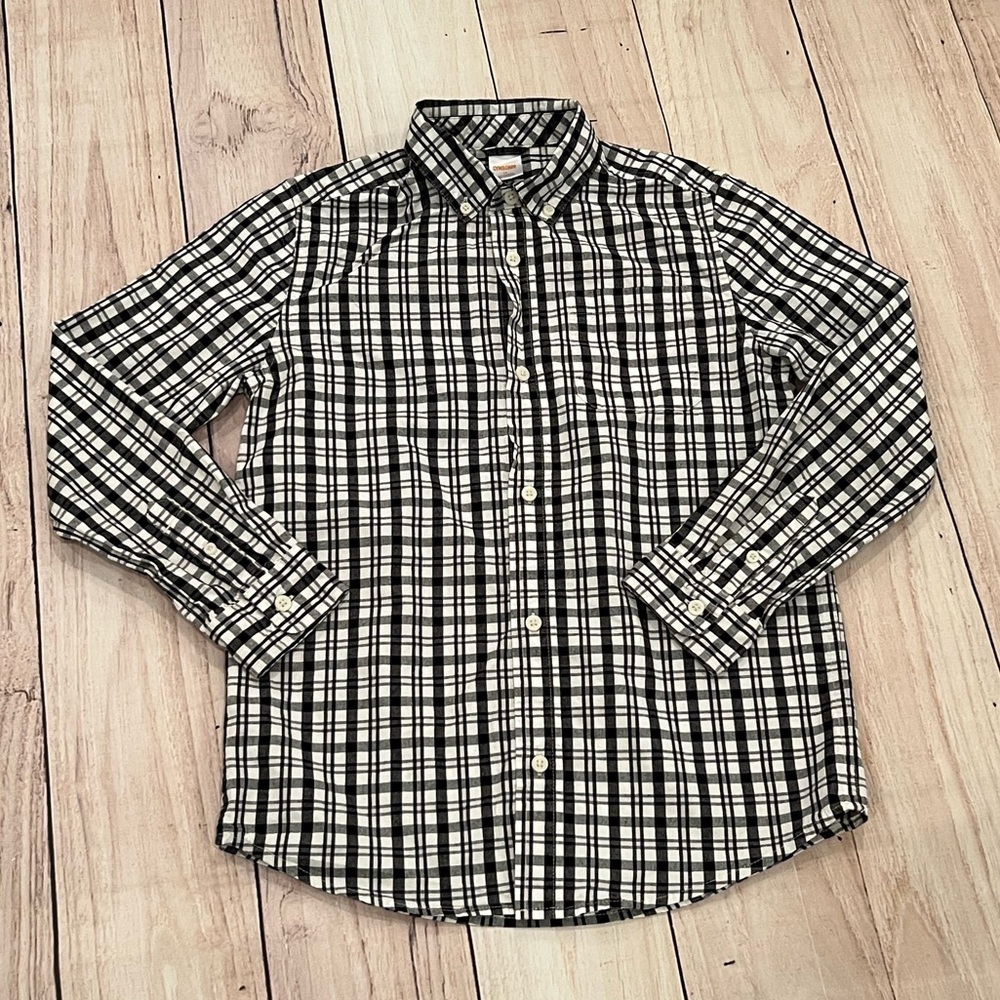 GYMBOREE boys Black and White Checkered dress Shirt/size 12